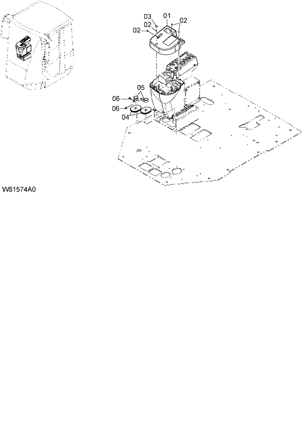 Схема запчастей Hitachi ZW180 - 182 PILOT VALVE COVER (MULTI-FUNCTION JOYSTICK LEVER) (3-SPOOL) (3PL) (000101-004999, 005101-). 06 HYDRAULIC SYSTEM