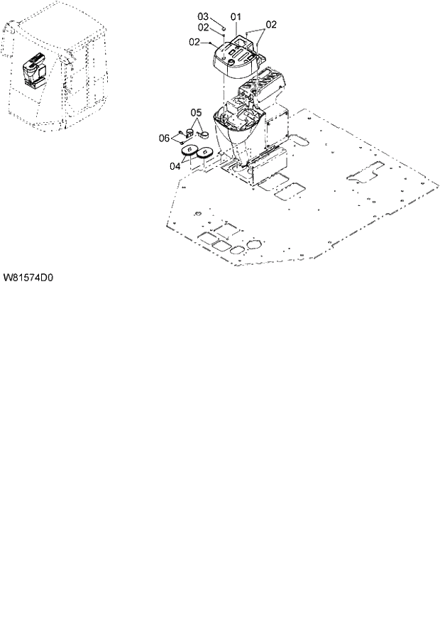 Схема запчастей Hitachi ZW180 - 185 PILOT VALVE COVER (2 FINGER LEVER) (3-SPOOL) (FN3) (000101-004999, 005101-). 06 HYDRAULIC SYSTEM