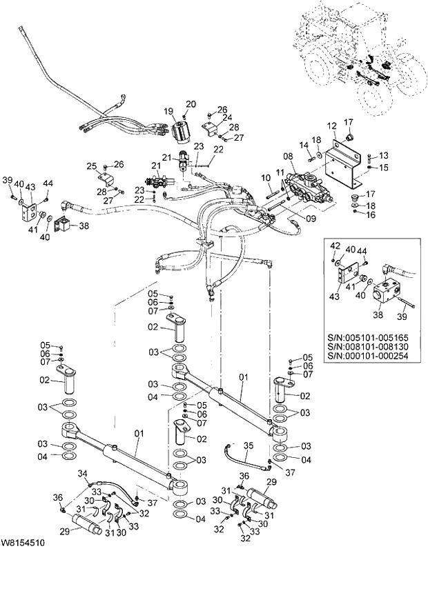 Схема запчастей Hitachi ZW180 - 189 STEERING PARTS (6CF,H3F,HCF,HEF) (000101-004999, 005101-). 06 HYDRAULIC SYSTEM