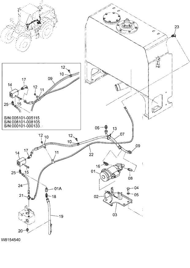 Схема запчастей Hitachi ZW180 - 195 EMERGENCY STEERING (ES) (000101-004999, 005101-). 06 HYDRAULIC SYSTEM