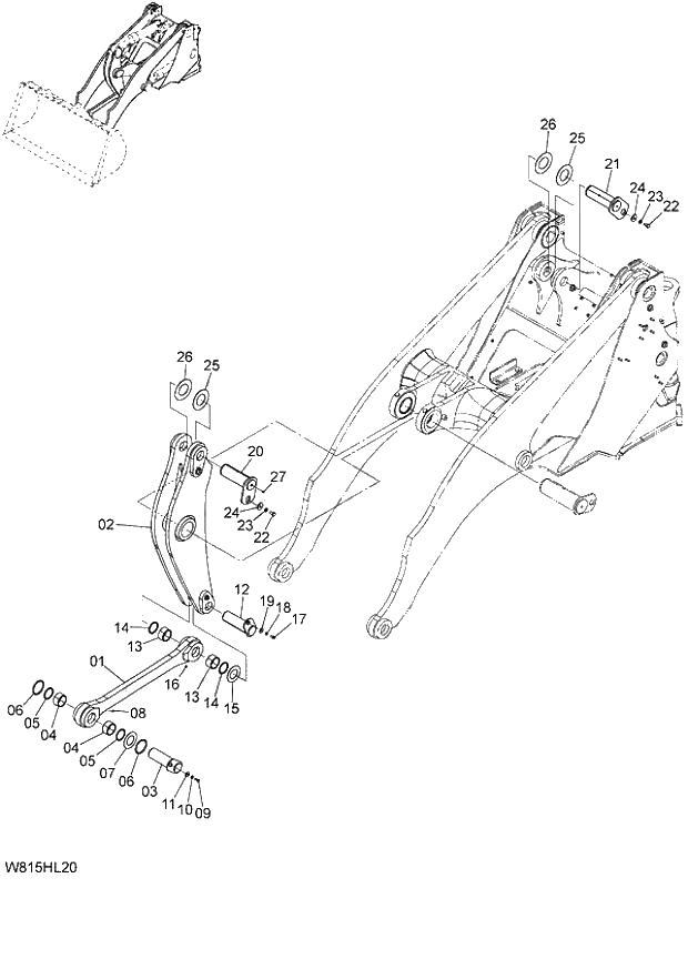 Схема запчастей Hitachi ZW180 - 204 HIGH LIFT ARM (2) (6CF,H3F,HCF,HEF) (HLA) (000101-004999, 005101-). 07 LOADER ATTACHMENT