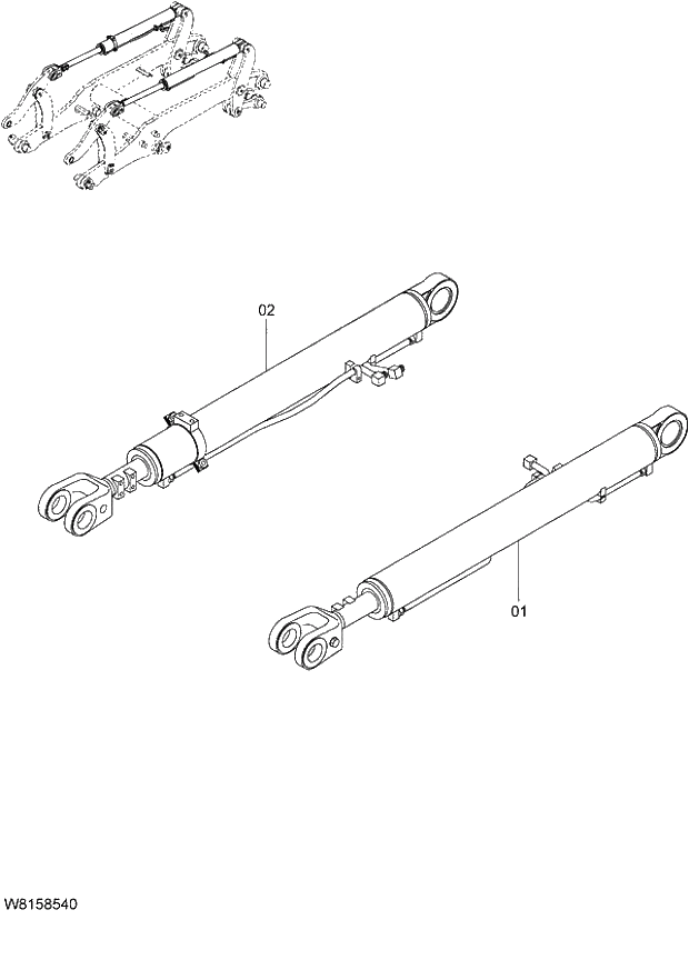 Схема запчастей Hitachi ZW180 - 210 BUCKET CYLINDER (HLF,HPF) (000101-004999, 008101-). 07 LOADER ATTACHMENT