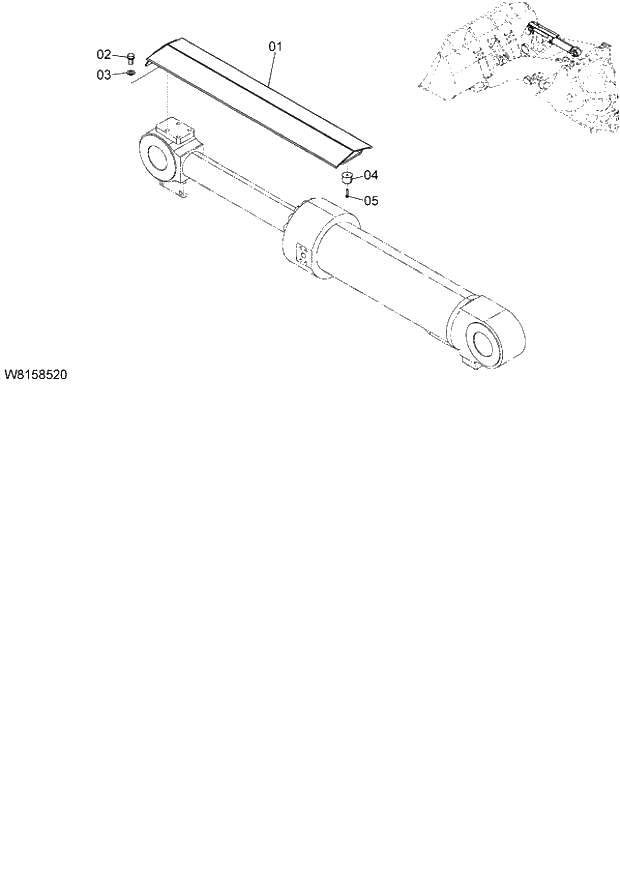 Схема запчастей Hitachi ZW180 - 211 CYLINDER GUARD (6CF,H3F,HCF,HEF) (BKG) (000101-004999, 005101-). 07 LOADER ATTACHMENT