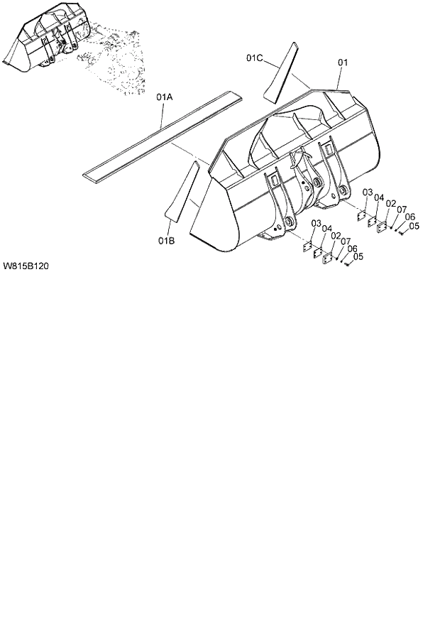 Схема запчастей Hitachi ZW180 - 213 GENERAL PURPOSE BUCKET 2.7m3 (6CF,HCF,HEF) (B1270) (005101-). 07 LOADER ATTACHMENT