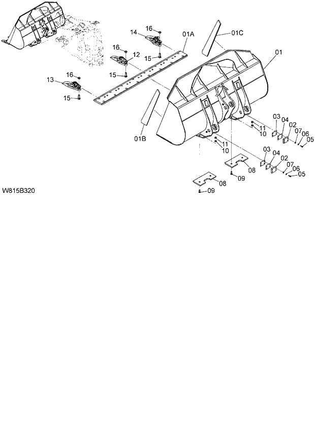 Схема запчастей Hitachi ZW180 - 221 GENERAL PURPOSE BUCKET (WITH BOLT-ON TOOTH) 2.7m3 (6CF,HCF,HEF) (B3270) (005101-). 07 LOADER ATTACHMENT