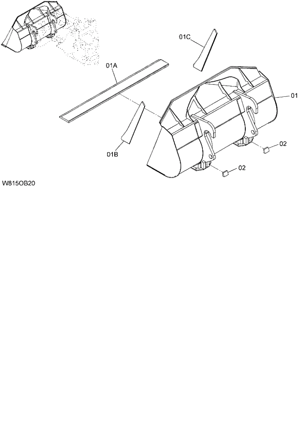 Схема запчастей Hitachi ZW180 - 227 GENERAL PURPOSE BUCKET (COUPLER TYPE) 2.7m3 (6CF,HCF,HEF) (OB1270) (005101-). 07 LOADER ATTACHMENT