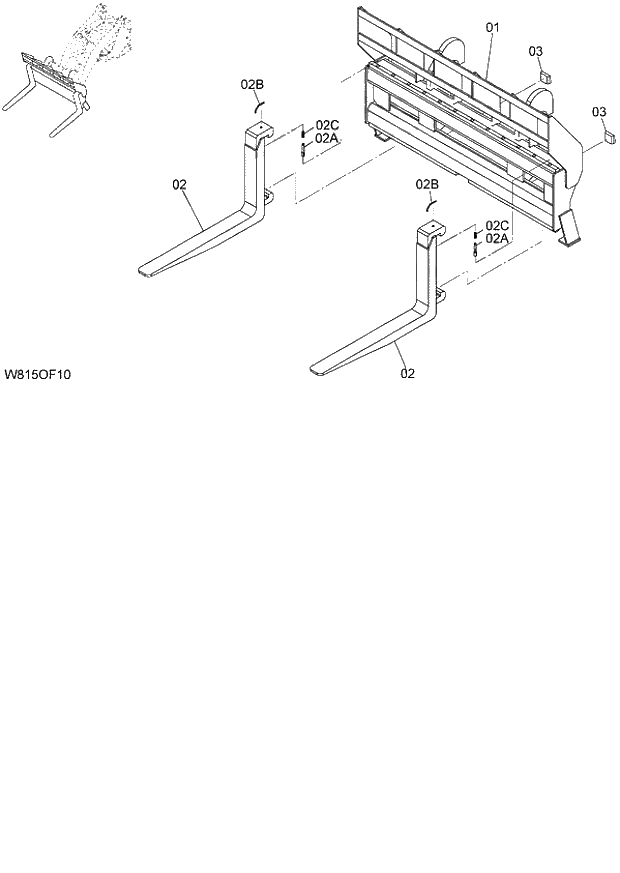 Схема запчастей Hitachi ZW180 - 232 FORK (COUPLER TYPE) (6CF,H3F,HCF,HEF) (OFL040) (000101-004999, 005101-). 07 LOADER ATTACHMENT