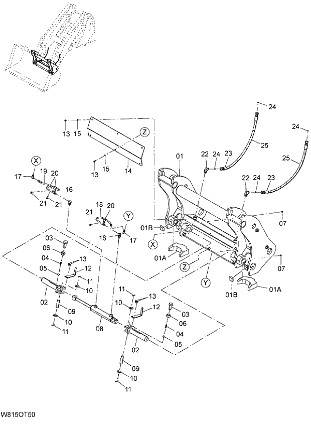 Схема запчастей Hitachi ZW180 - 239 QUICK COUPLER (HLF,HPF) (OTCV) (000101-004999, 008101-). 07 LOADER ATTACHMENT