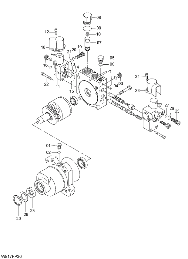 Схема запчастей Hitachi ZW310 - 001 MOTOR FAN(FPM001). 02 MOTOR