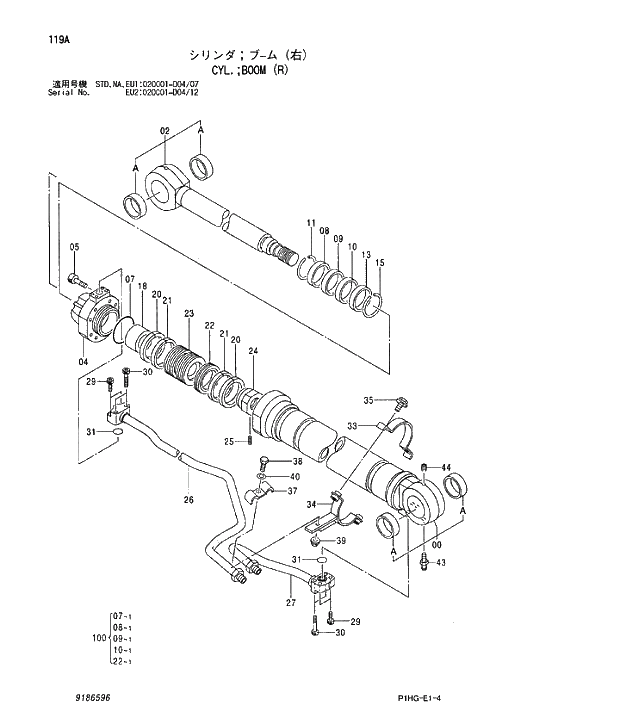 Схема запчастей Hitachi ZX280LC - 119 CYL.BOOM (R). CYLINDER