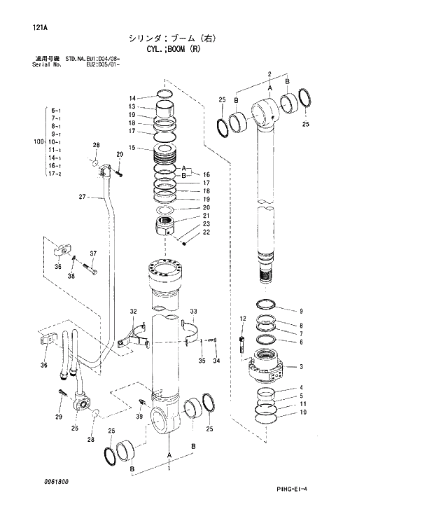 Схема запчастей Hitachi ZX280LC - 121 CYL.BOOM (R). CYLINDER
