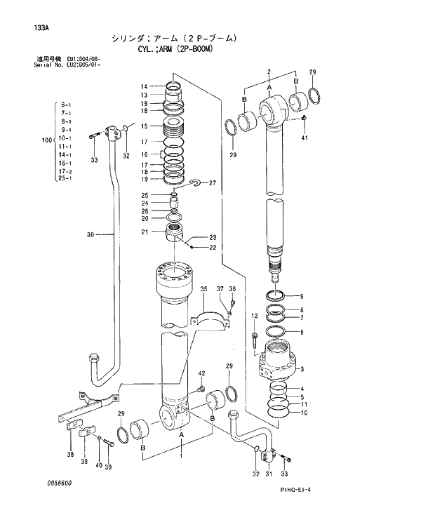 Схема запчастей Hitachi ZX270 - 133 CYL.ARM (2P-BOOM). CYLINDER