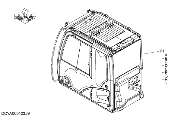 Схема запчастей Hitachi ZX470LCH-5G - 002 CAB (MOBILE COMMUNICATIONS) 10 CAB