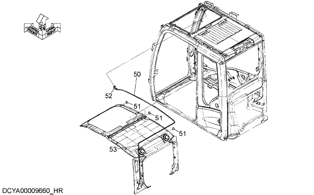 Схема запчастей Hitachi ZX470-5G - 011 FRONT HEAD LAMP HARNESS 10 CAB