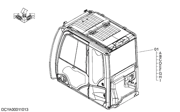 Схема запчастей Hitachi ZX470LCR-5G - 012 CAB (SATELLITE COMMUNICATIONS) 10 CAB