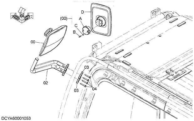 Схема запчастей Hitachi ZX470-5G - 018 REARVIEW MIRROR 10 CAB