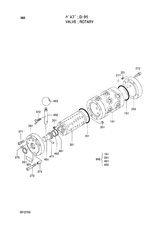 Схема запчастей Hitachi EX220LC-3 - 065 ROTARY VALVE. 03VALVE