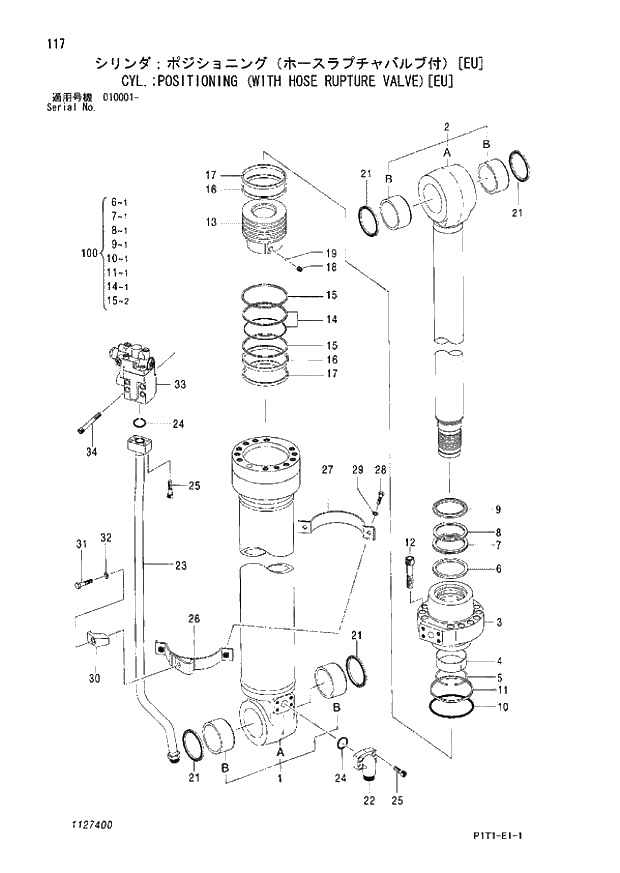 Схема запчастей Hitachi ZX160LC-3 - 119_VALVE;HOLDING EU (010001 -). 05 CYLINDER