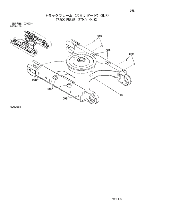 Схема запчастей Hitachi ZX250LCH-3 - 278 TRACK FRAME STD H K. 02 UNDERCARRIAGE