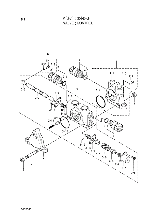 Схема запчастей Hitachi EX60-5 - 045 CONTROL VALVE (050001 -). 03 VALVE