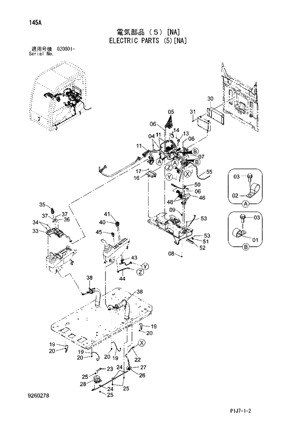 Схема запчастей Hitachi ZX650LC-3 - 145 ELECTRIC PARTS (5)(NA)(020001 -). 01 UPPERSTRUCTURE