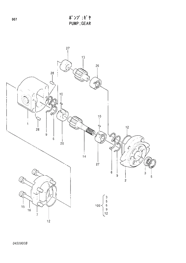 Схема запчастей Hitachi EX200LC-3 - 007 GEAR PUMP. 01PUMP