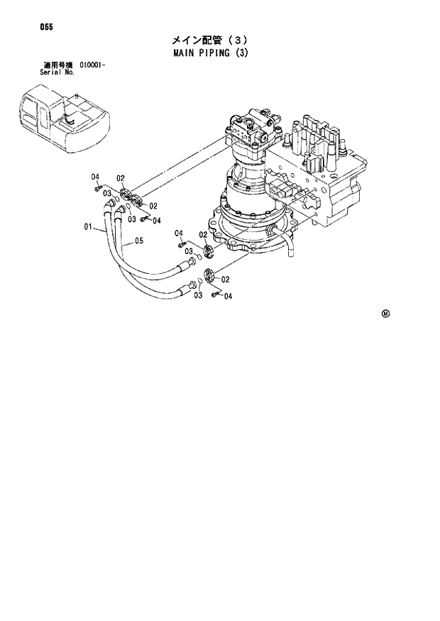 Схема запчастей Hitachi ZX110 - 055_MAIN PIPING (3) (010001 -). 01 UPPERSTRUCTURE