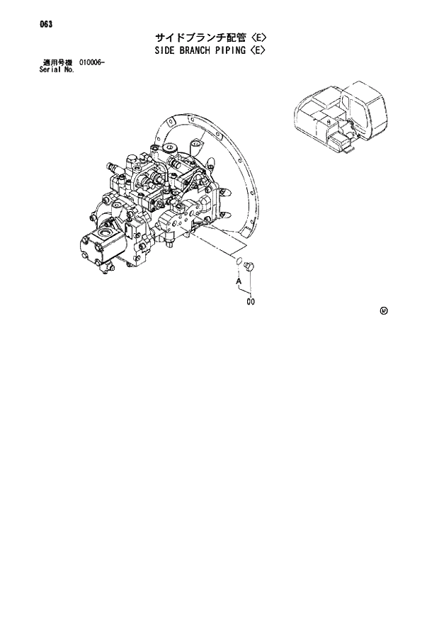 Схема запчастей Hitachi ZX110 - 063_SIDE BRANCH PIPING E (010006 -). 01 UPPERSTRUCTURE