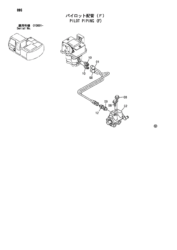 Схема запчастей Hitachi ZX110 - 095_PILOT PIPING (F) (010001 -). 01 UPPERSTRUCTURE