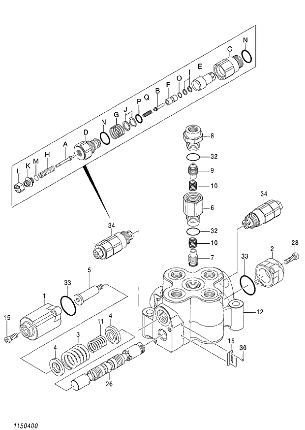 Схема запчастей Hitachi ZX140W-3 - 370 VALVE CONTROL (POSITIONING) (CEB CED 002001-,005001- CEA 020001-,050001-). 03 VALVE