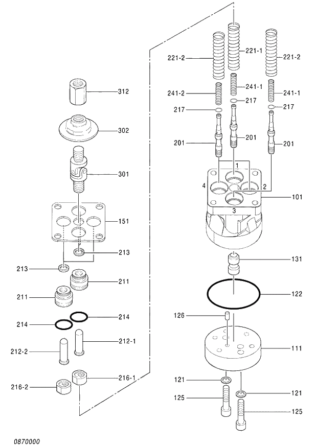 Схема запчастей Hitachi ZX140W-3 - 373 VALVE PILOT (FRONT, SWING) ( CEB CED 002001-,005001- CEA 020001-,050001-). 03 VALVE