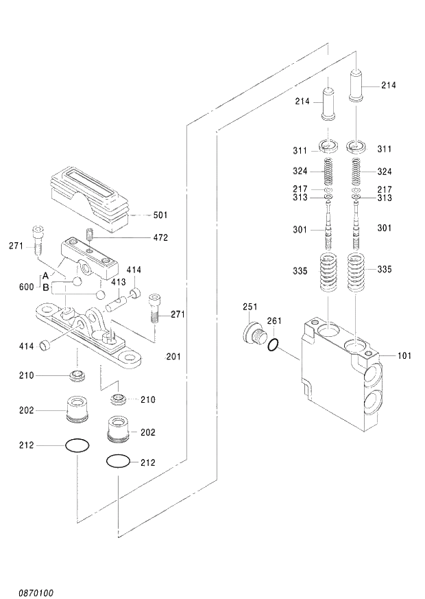 Схема запчастей Hitachi ZX140W-3 - 374 VALVE PILOT (TRAVEL) ( CEB CED 002001-,005001- CEA 020001-,050001-). 03 VALVE