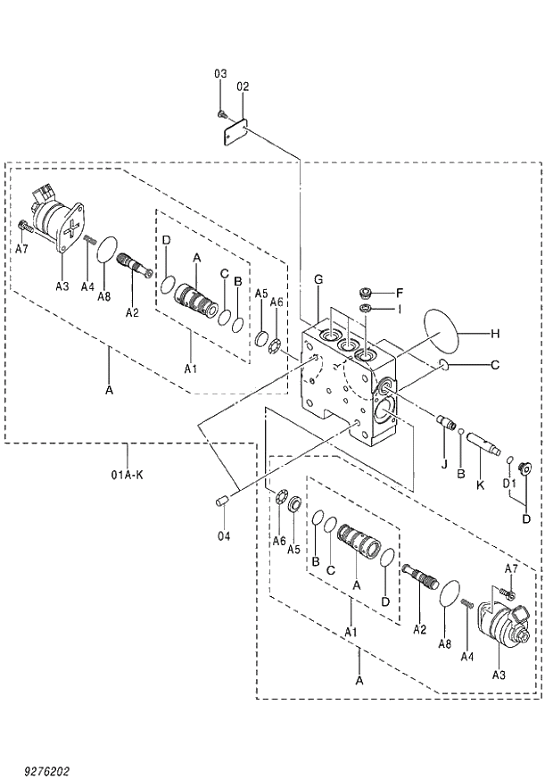 Схема запчастей Hitachi ZX140W-3 - 380 VALVE SOLENOID (ASSIST) ( CEB CED 002001-,005001- CEA 020001-,050001-). 03 VALVE