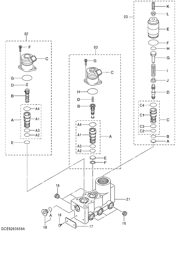 Схема запчастей Hitachi ZX140W-3 - 382 VALVE SOLENOID (FLOW RATE SELECTOR) ( CEB CED 002001-,005001- CEA 020001-,050001-). 03 VALVE