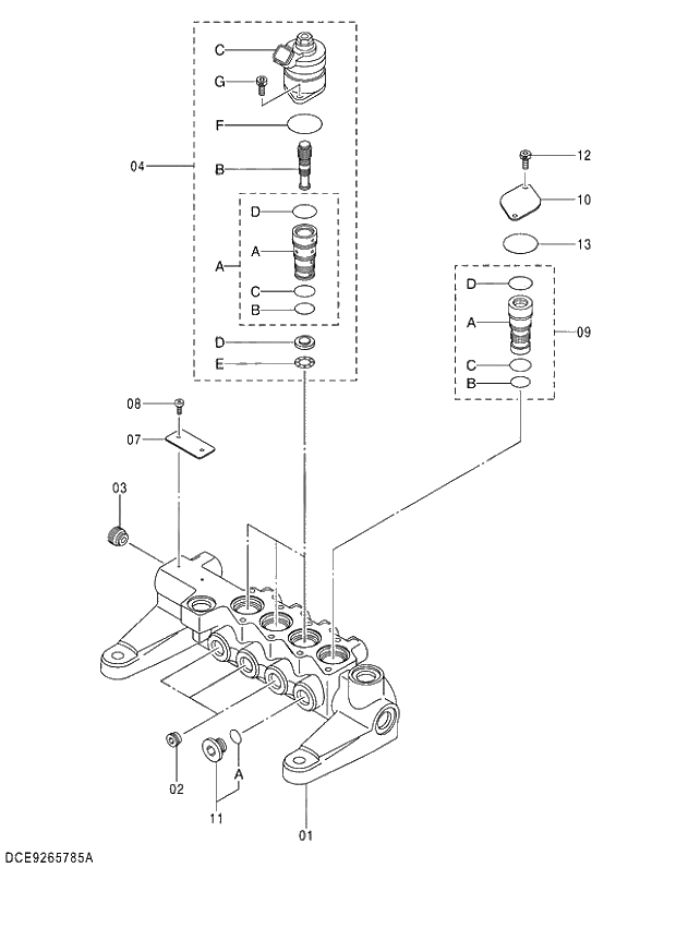 Схема запчастей Hitachi ZX140W-3 - 383 VALVE SOLENOID ( CEB CED 002001-,005001- CEA 020001-,050001-). 03 VALVE