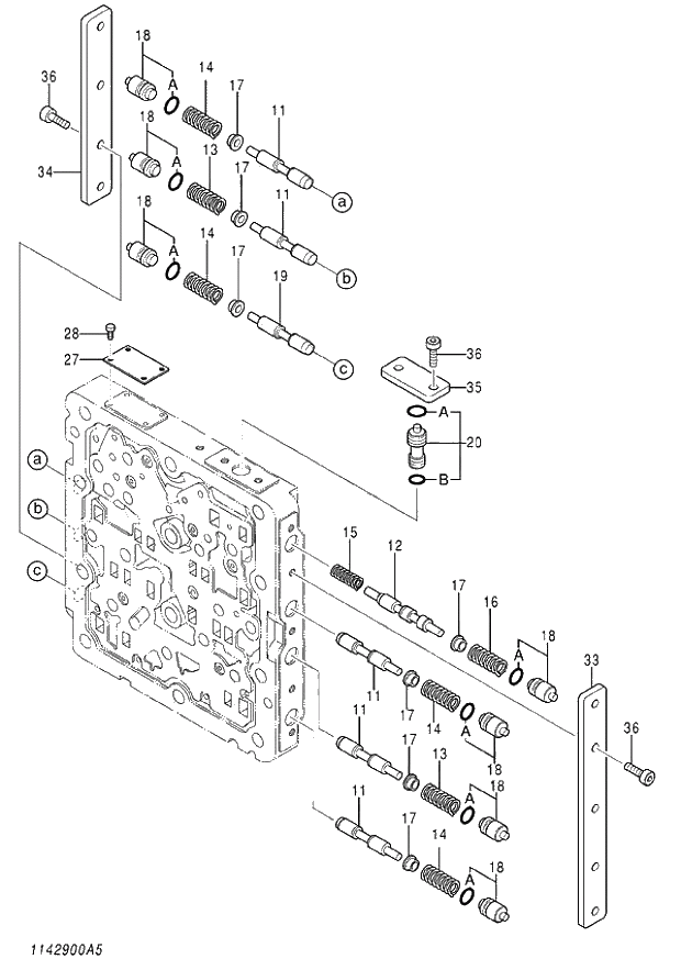 Схема запчастей Hitachi ZX140W-3 - 390 VALVE SHUTTLE (5-5) ( CEB CED 002001-002700, CEA 020001-020818). 03 VALVE