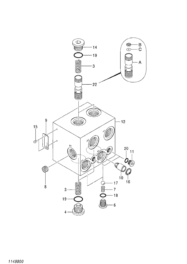 Схема запчастей Hitachi ZX140W-3 - 396 VALVE FLOW CONTROL ( CEB CED 002001-,005001- CEA 020001-,050001-). 03 VALVE