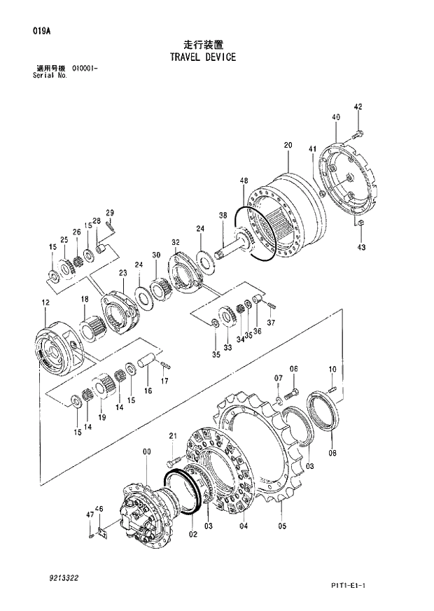 Схема запчастей Hitachi ZX160LC-3 - 019_TRAVEL DEVICE (010001 -). 02 MOTOR