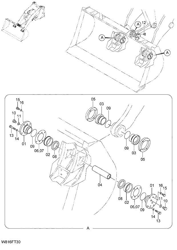 Схема запчастей Hitachi ZW220 - 226_FLOATING PIN(FTP) (000101-004999, 005101-). 07 LOADER ATTACHMENT