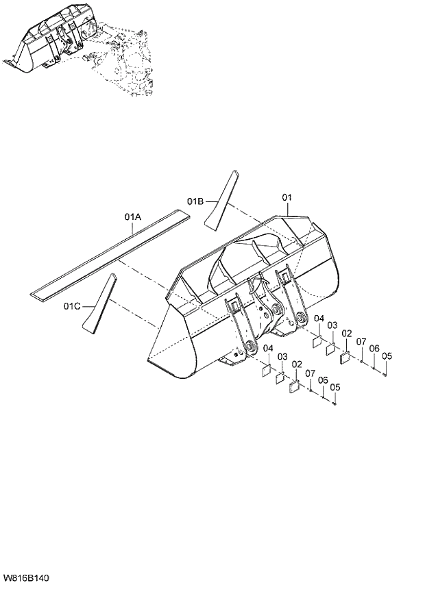 Схема запчастей Hitachi ZW220 - 229_GENERAL PURPOSE BUCKET 3.2m3 6CG,HCG,HEG,HSG,HXG (B1330) (000101-004999, 005101-). 07 LOADER ATTACHMENT