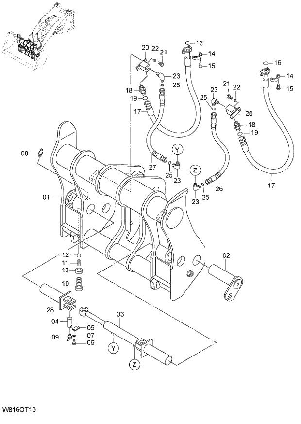 Схема запчастей Hitachi ZW220 - 245_QUICK COUPLER(OTC) (000101-004999, 005101-). 07 LOADER ATTACHMENT