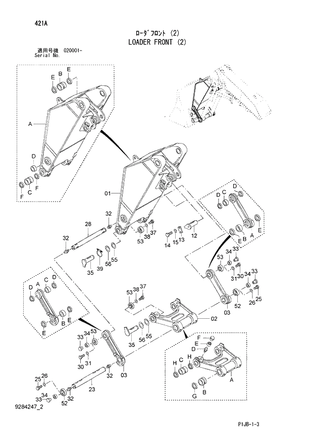 Схема запчастей Hitachi ZX870LCR-3 - 421 LOADER FRONT (2) (020001 -). 03 LOADER ATTACHMENTS