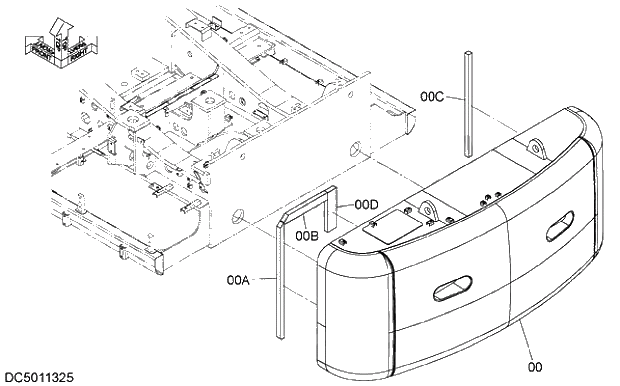 Схема запчастей Hitachi ZX470H-5G - 003 COUNTERWEIGHT 01 FRAME,COVER