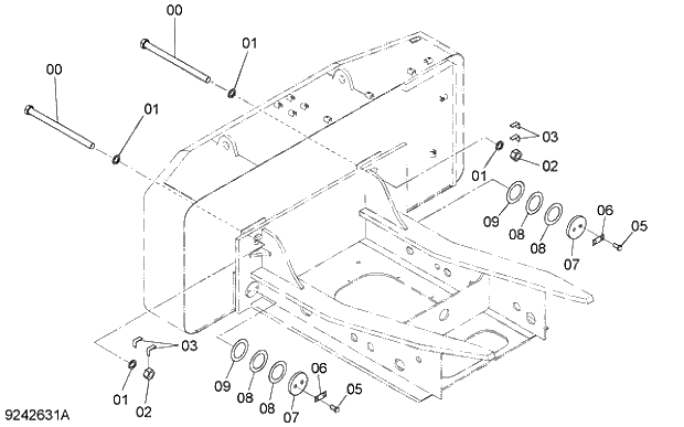 Схема запчастей Hitachi ZX470R-5G - 004 COUNTERWEIGHT SUPPORT 01 FRAME,COVER