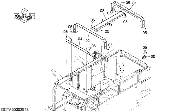 Схема запчастей Hitachi ZX470R-5G - 018 ENGINE COVER SUPPORT 01 FRAME,COVER