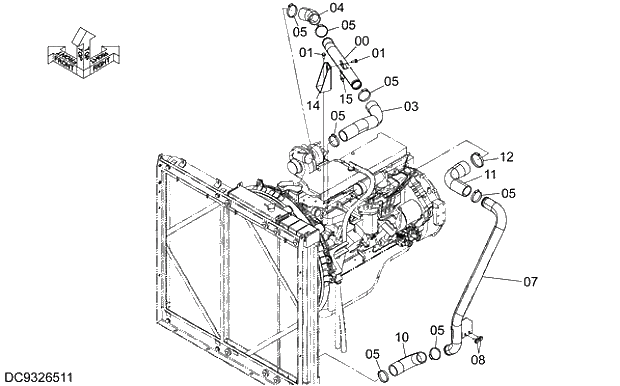 Схема запчастей Hitachi ZX350LCH-5G - 004 INTERCOOLER PIPING 02 ENGINE