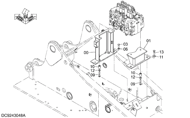 Схема запчастей Hitachi ZX250LCK-5G - 004 CONTROL VALVE SUPPORT 03 HYDRAULIC SYSTEM