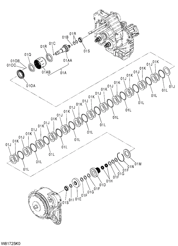 Схема запчастей Hitachi ZW310A - 017 CLUTCH ASSY R. 05 POWER TRAIN