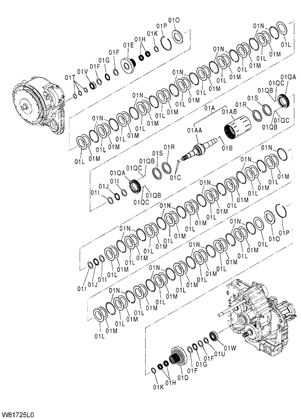 Схема запчастей Hitachi ZW310A - 018 CLUTCH ASSY 1 AND 2. 05 POWER TRAIN