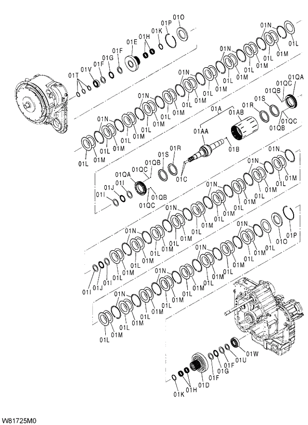 Схема запчастей Hitachi ZW310 - 019 CLUTCH ASSY 3 AND 4. 05 POWER TRAIN